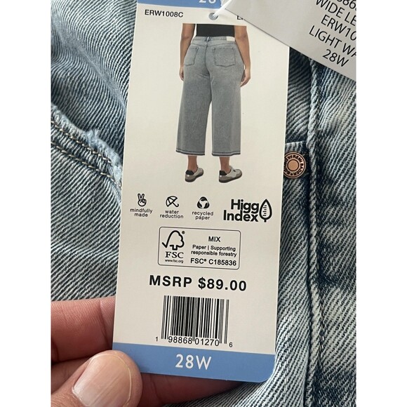 Edited by Remi Bader Jeans Womens 28W Light Wash Wide Leg Crop Raw Hem ERW1008C - Picture 11 of 11